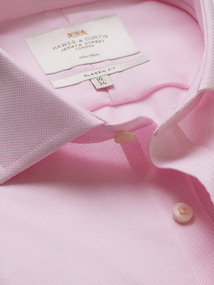 Hawes & Curtis Pink Textured Weave Non-Iron Shirt - Image 3 of 3 Hawes & Curtis Pink Textured Weave Non-Iron Shirt - Image 3 of 3