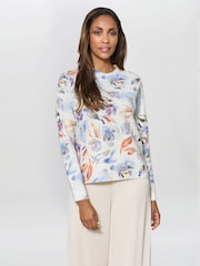 Gina Bacconi Blue Lina Floral Knitted Jumper - Image 1 of 5