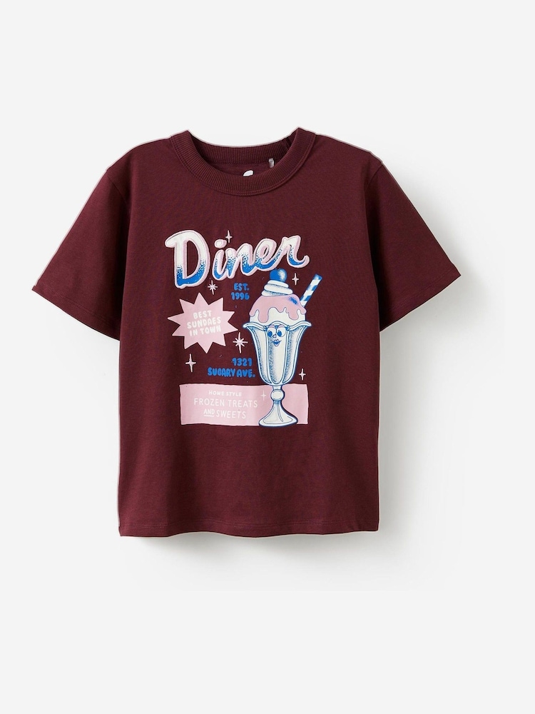 Cotton On Brown Poppy Oversize Graphic Print T-Shirt - Image 1 of 2