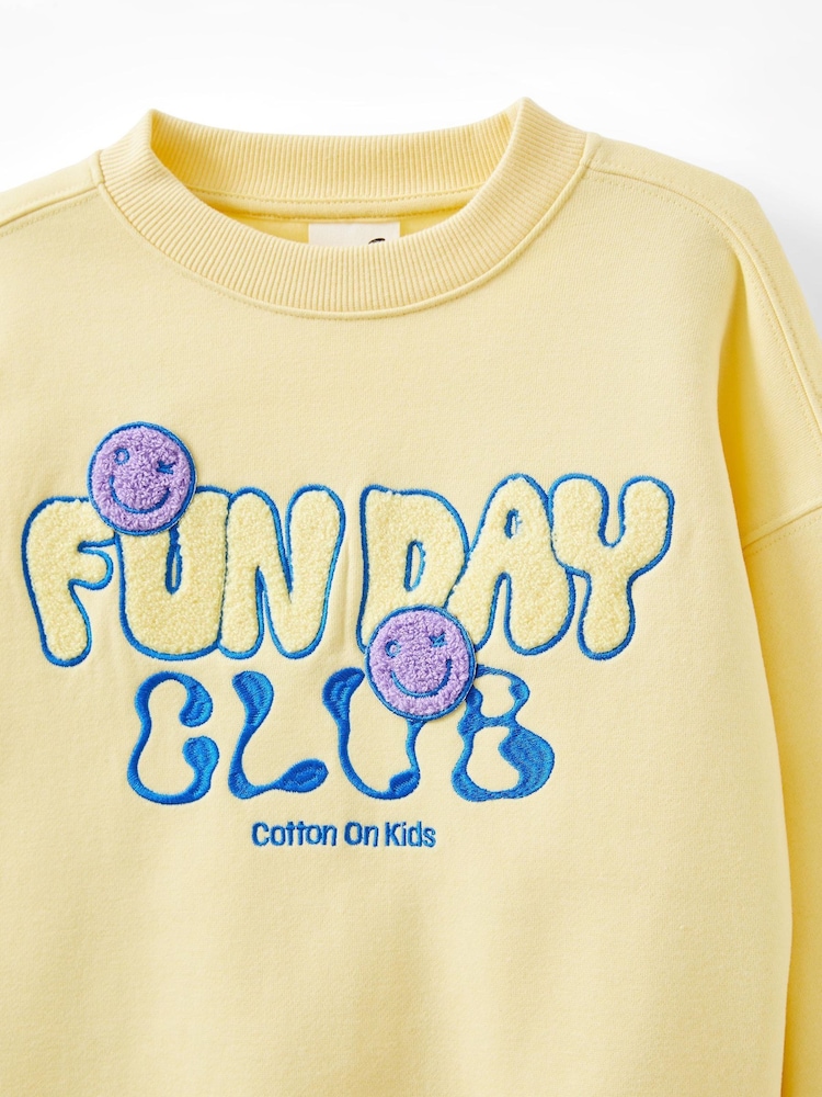 Cotton On Yellow Sammy Oversized Crew Sweatshirt - Image 3 of 3