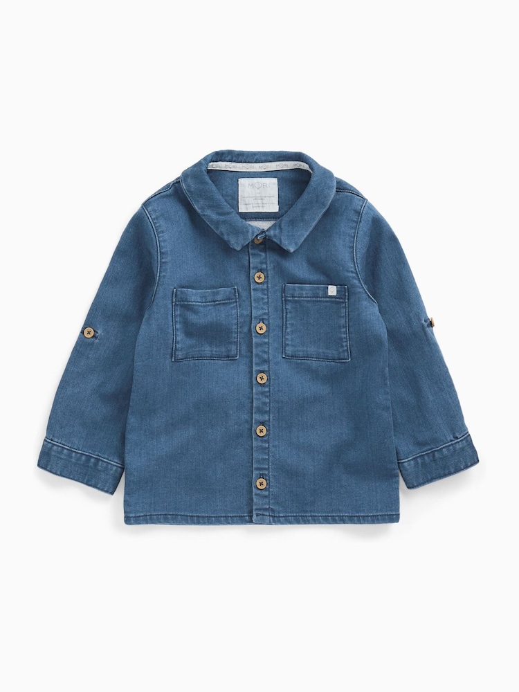 MORI Dark Blue Denim Comfy Shirt - Image 2 of 4 MORI Dark Blue Denim Comfy Shirt - Image 2 of 4