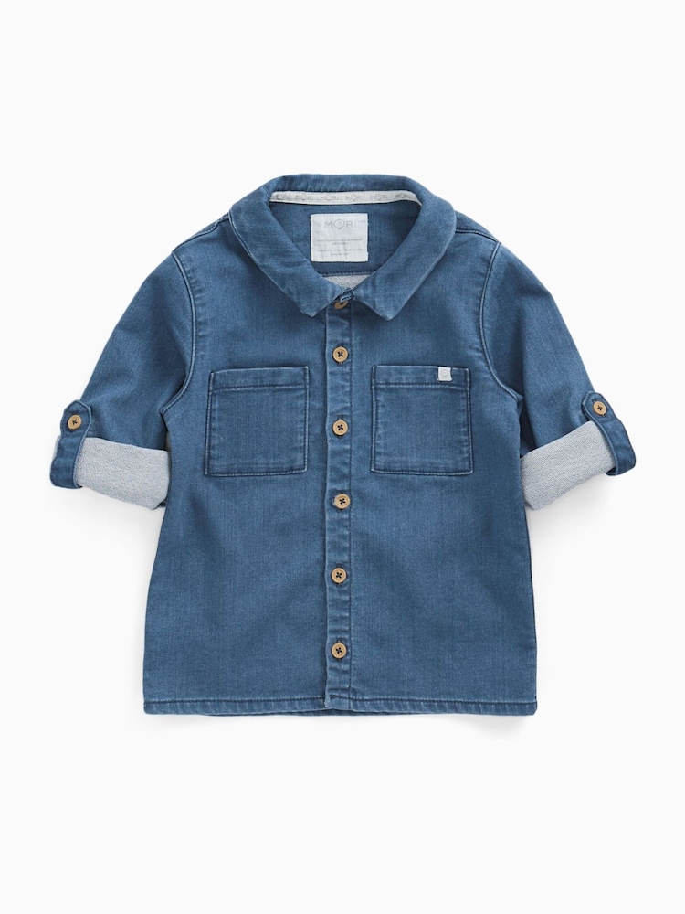 MORI Dark Blue Denim Comfy Shirt - Image 4 of 4 MORI Dark Blue Denim Comfy Shirt - Image 4 of 4