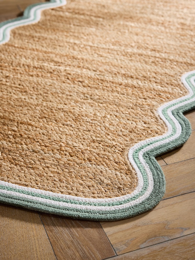 Natural Wave Border Jute Runner - Image 2 of 5 Natural Wave Border Jute Runner - Image 2 of 5