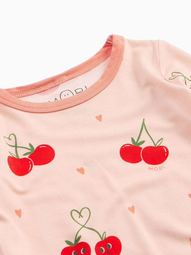 MORI Pink Cherry Print 2 Piece Pyjamas Set - Image 3 of 3 MORI Pink Cherry Print 2 Piece Pyjamas Set - Image 3 of 3