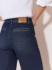 Ciemny sprany - Lipsy High Waist Sailor Buttons Wide Leg Jeans - Obraz 3 z 6