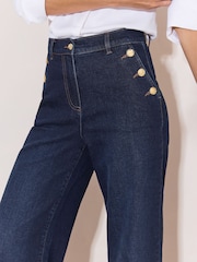Ciemny sprany - Lipsy High Waist Sailor Buttons Wide Leg Jeans - Obraz 5 z 6
