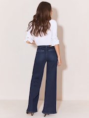 Ciemny sprany - Lipsy High Waist Sailor Buttons Wide Leg Jeans - Obraz 6 z 6