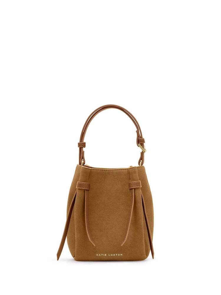 Katie Loxton Brown Celina Mini Suedette Bucket Bag - Image 2 of 5 Katie Loxton Brown Celina Mini Suedette Bucket Bag - Image 2 of 5