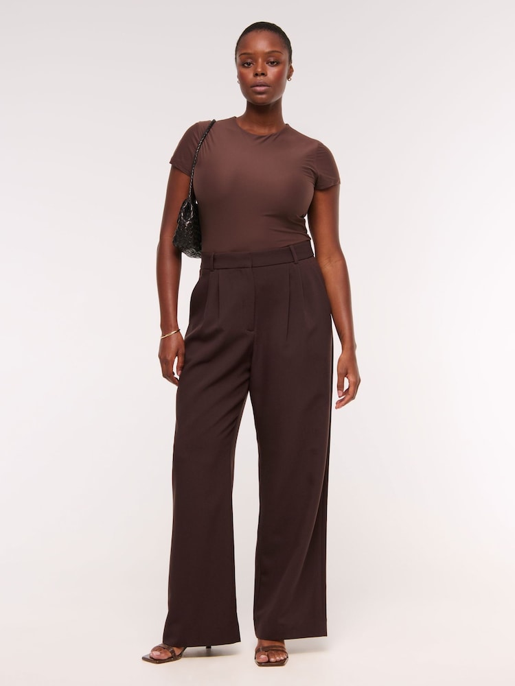 Abercrombie & Fitch Brown Ultra High Rise Sloane Trousers - Image 1 of 6