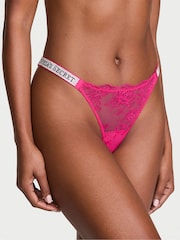 Victoria's Secret Pop Pink Brazilian Shine Strap Lace Knickers - Image 1 of 2