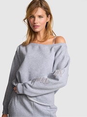 Victoria's Secret Pink Medium Heather Grey Off The Shoulder Fleece Sweatshirt - Image 1 of 2