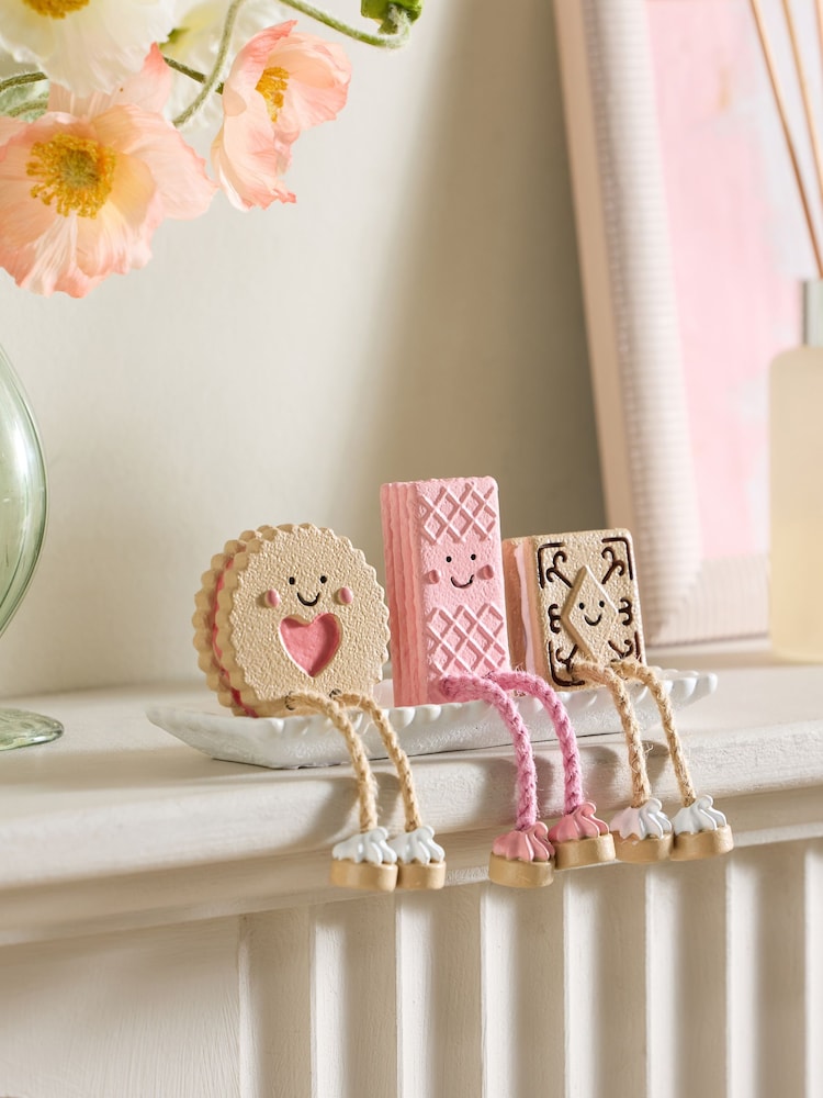 Pink Biscuit Plate Ornament with Dangly Legs - Image 1 of 3 Pink Biscuit Plate Ornament with Dangly Legs - Image 1 of 3