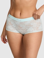 Victoria's Secret PINK Spray Blue Diamante Short Floral Lace Knickers - Image 1 of 2