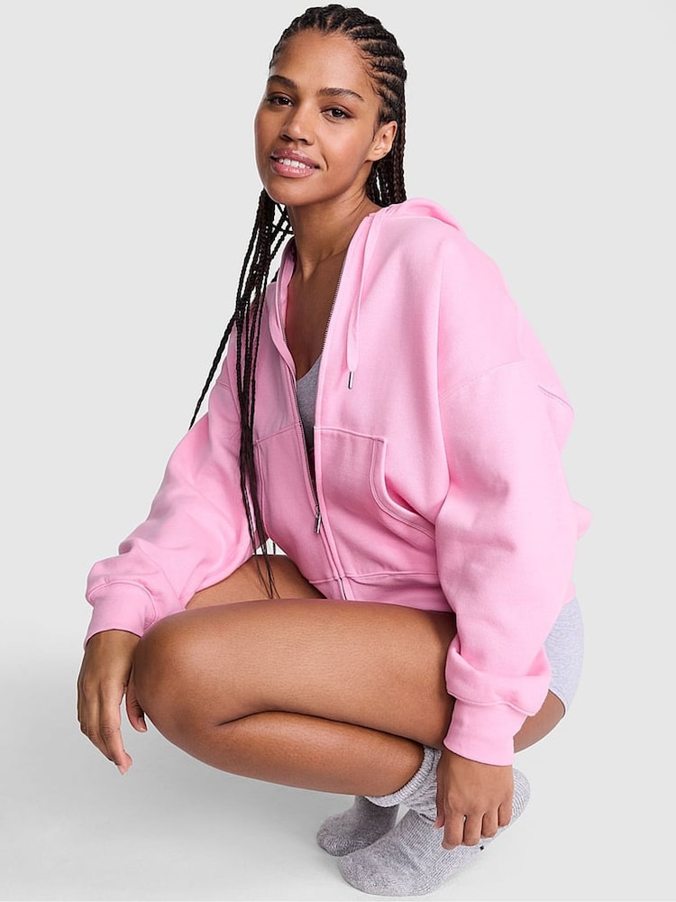 Victoria's Secret PINK Pink Lollipop Diamante Fleece Zip Up Hoodie - Image 1 of 3