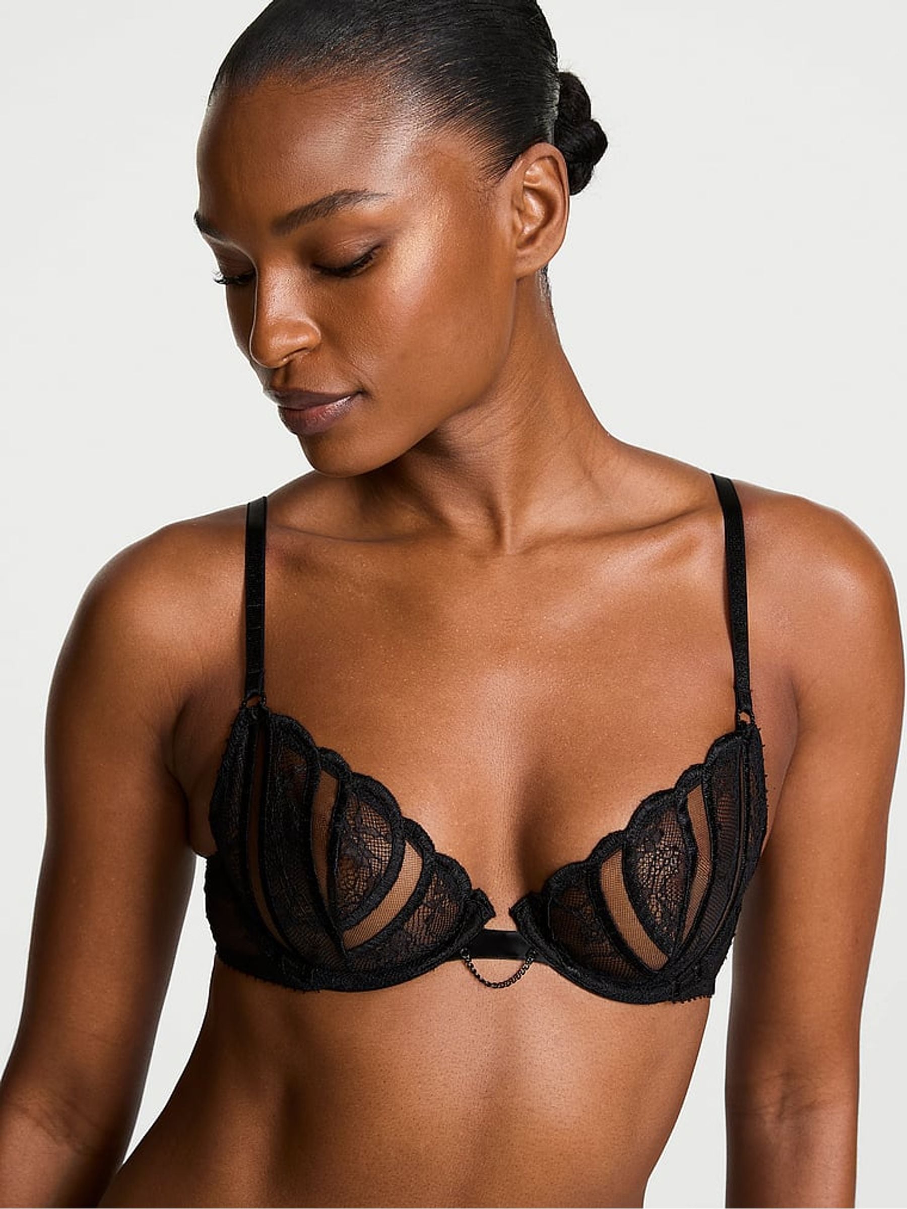 Victoria's Secret Black Unlined Demi X-Ray Embroidery Bra