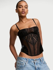 Victoria's Secret Black X-Ray Embroidery Corset Top - Image 1 of 3