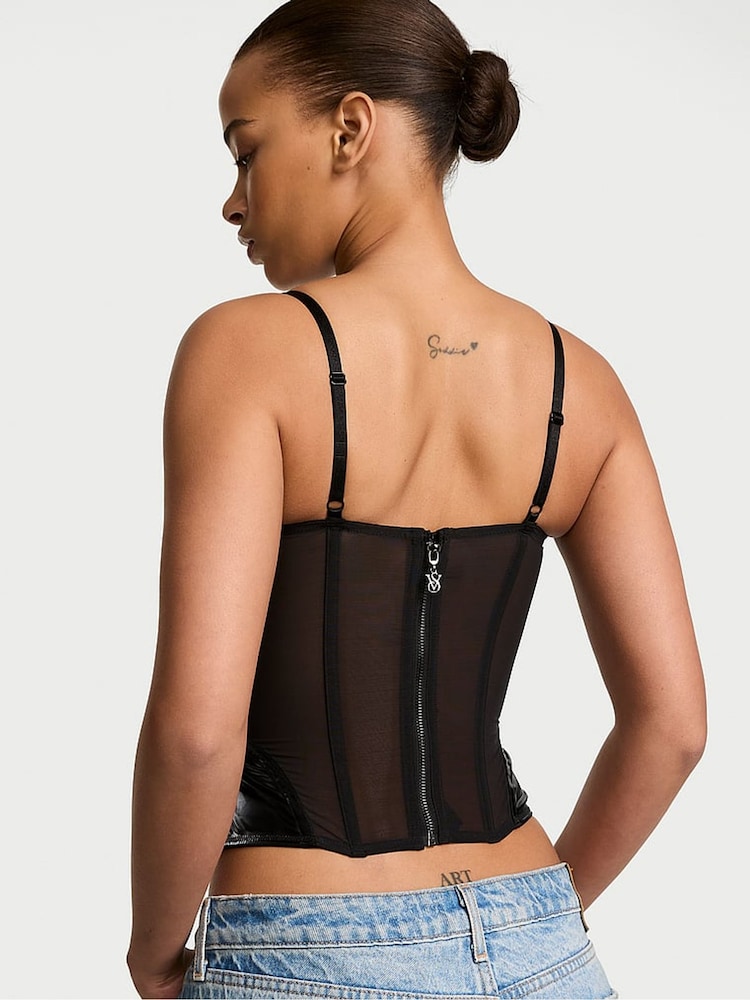 Victoria's Secret Black X-Ray Embroidery Corset Top - Image 2 of 3 Victoria's Secret Black X-Ray Embroidery Corset Top - Image 2 of 3
