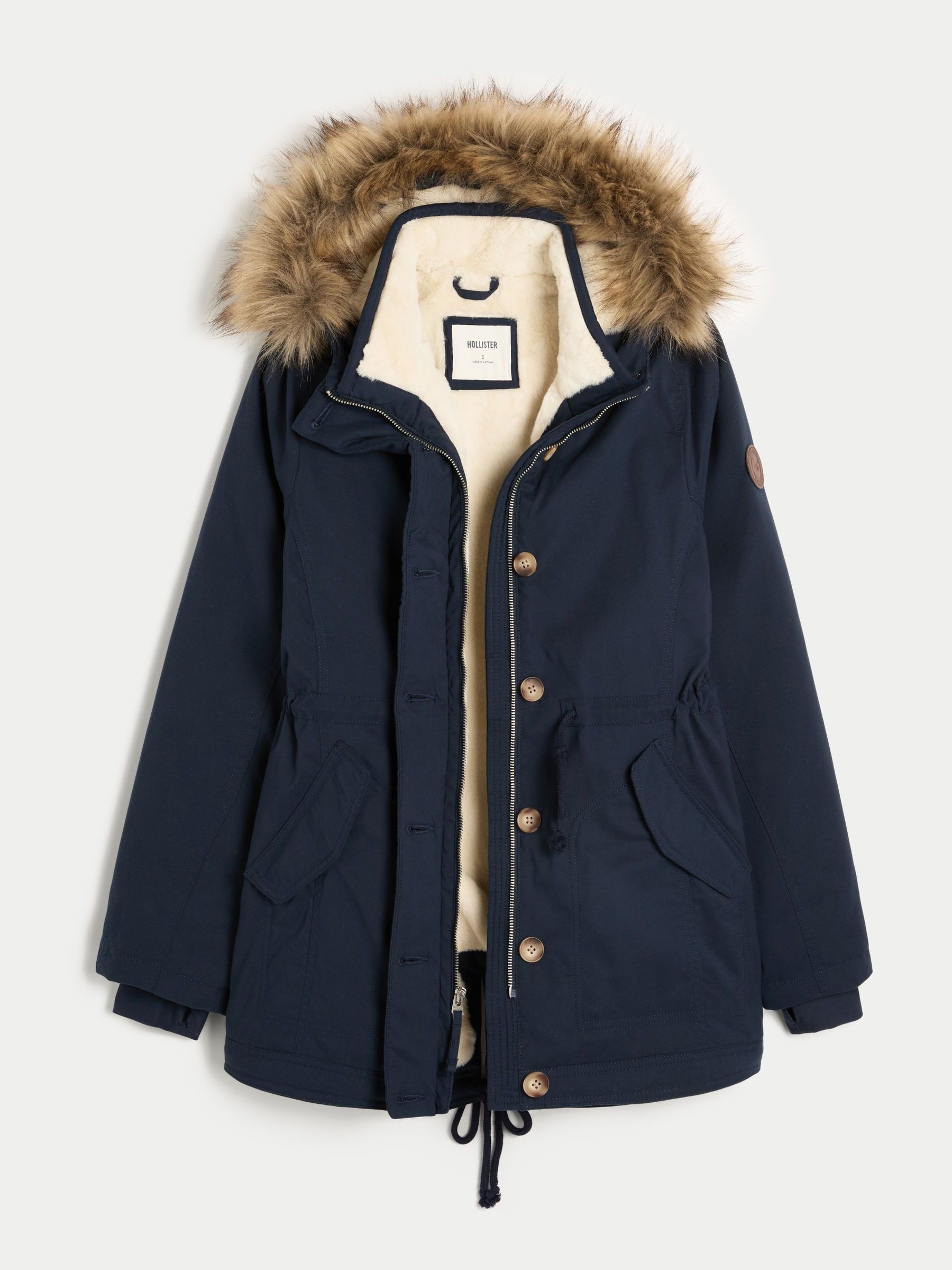 正規品  CHARLOTTE PARKA ネイビー Buy Hollister Blue Teddy Lined Parka Coat With Faux Fur Hood from