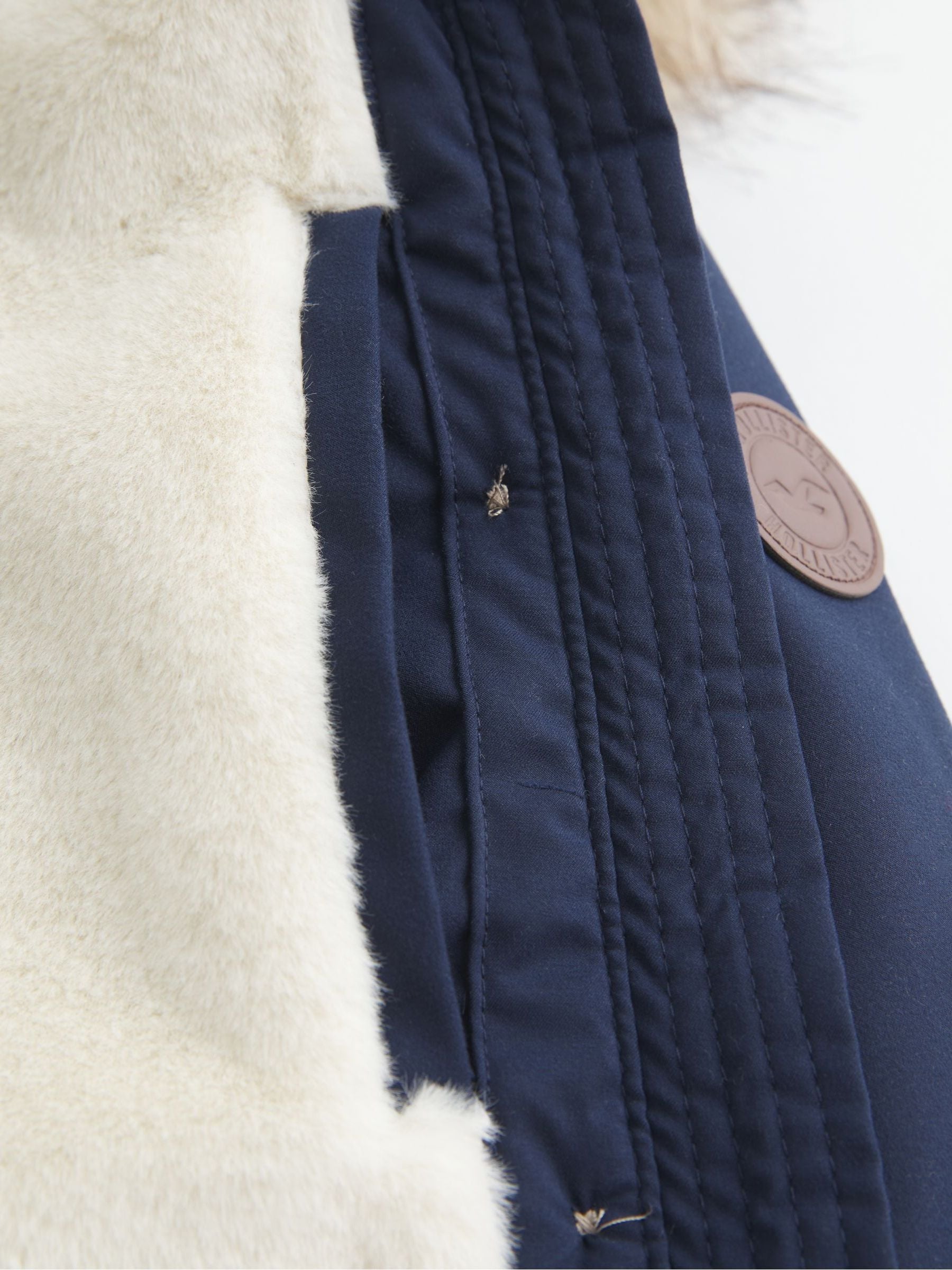 Buy Hollister Blue Teddy Lined Parka Coat With Faux Fur Hood from