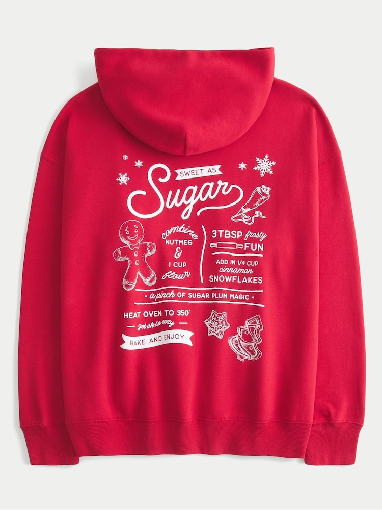 أحمر - Hollister Christmas Back Graphic Boyfriend Hoodie - صورة 2 من 4 أحمر - Hollister Christmas Back Graphic Boyfriend Hoodie - صورة 2 من 4