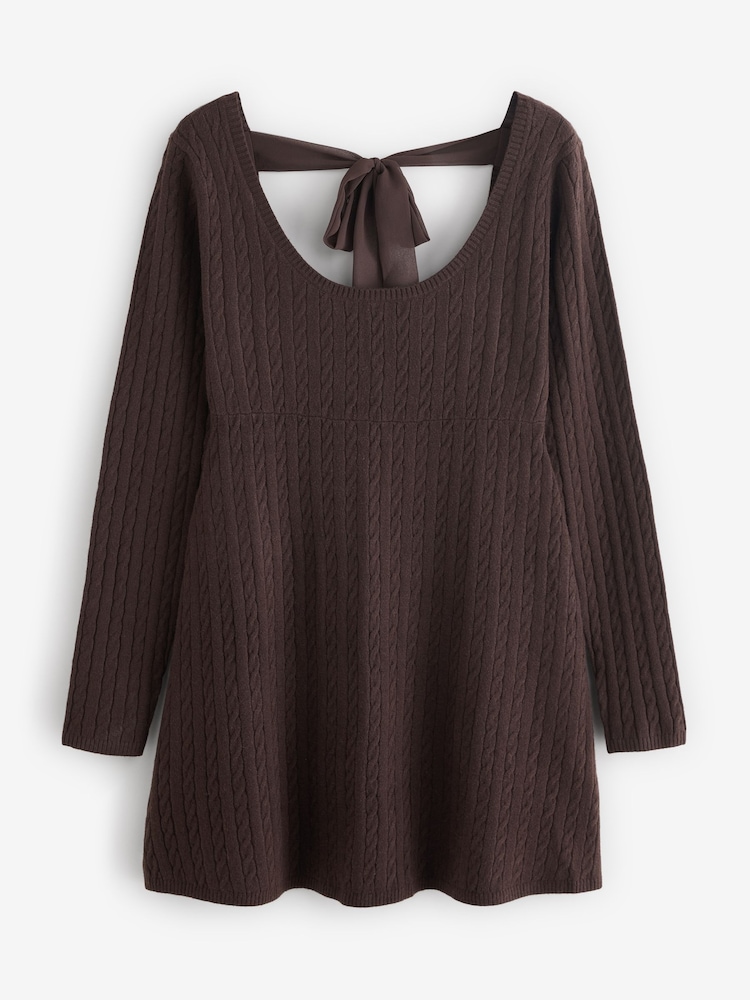 Hollister Brown Sweater Babydoll Mini Dress - Imaginea 1 din 1 Hollister Brown Sweater Babydoll Mini Dress - Imaginea 1 din 1