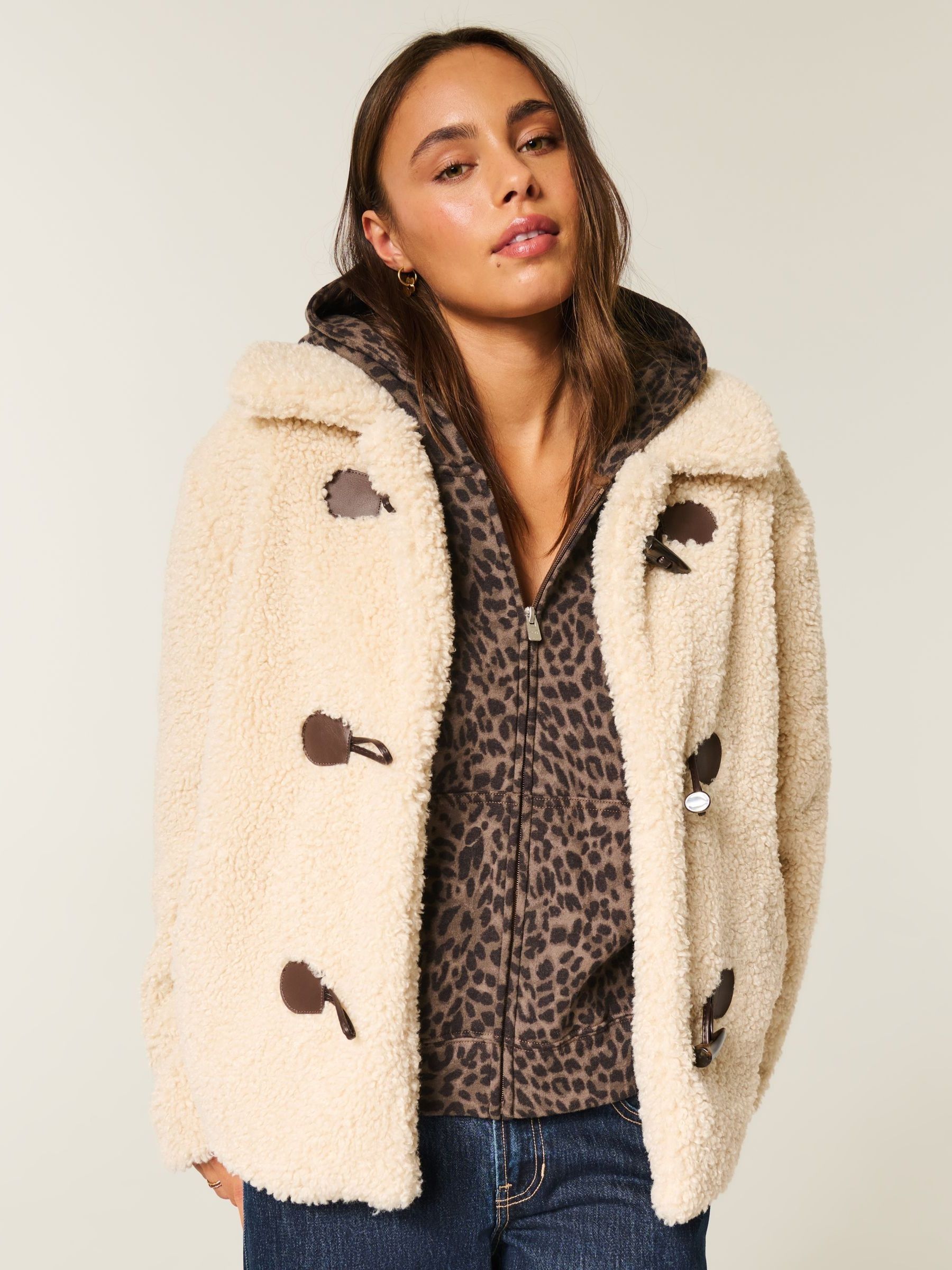 Buy Hollister Cream Faux Fur Coat from Next USA