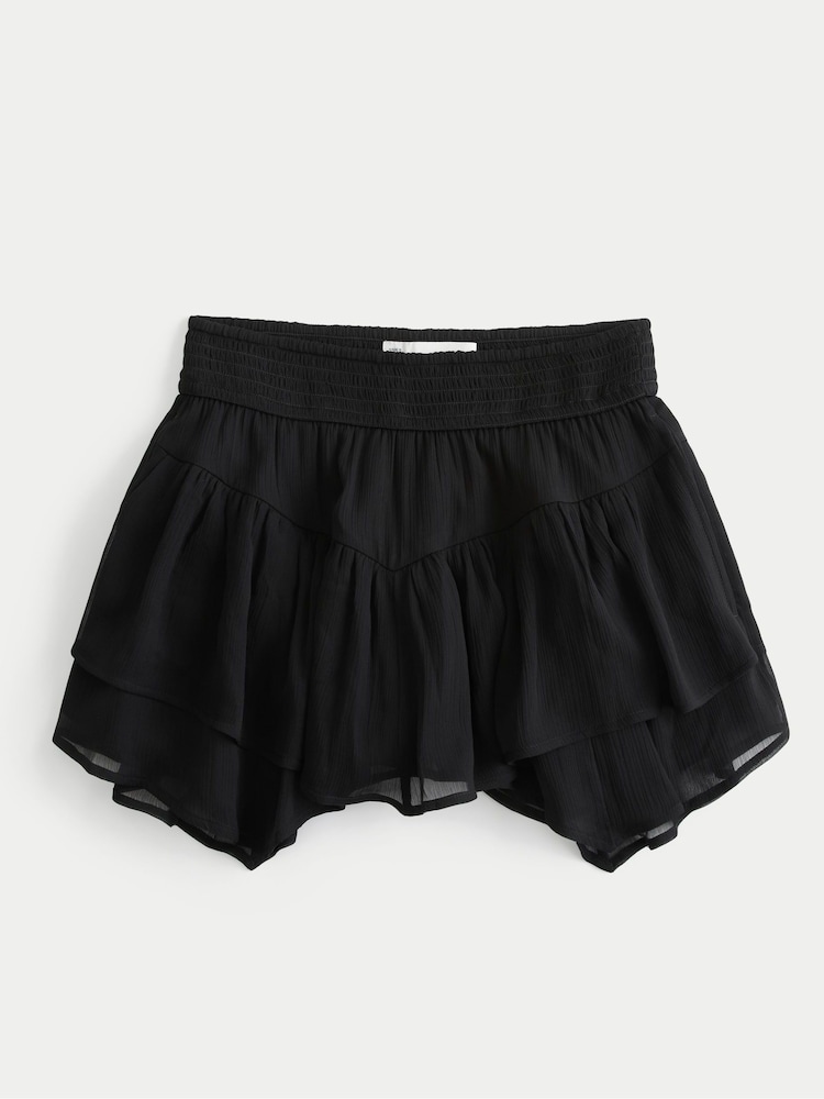Hollister Chiffon Asymmetric Tiered Mini Brown Skirt - Image 4 of 4