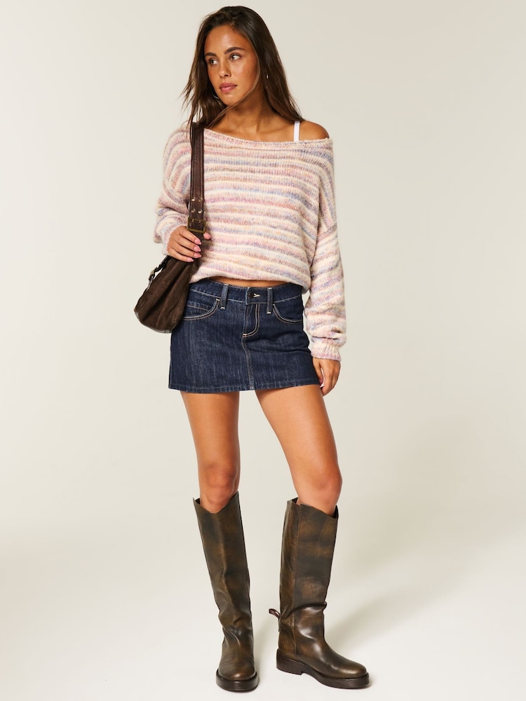 Hollister Blue Low Rise Denim Mini Skirt - Image 1 of 4