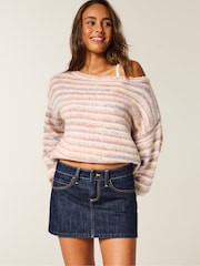 Hollister Blue Low Rise Denim Mini Skirt - Image 3 of 4