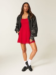 Hollister Rød flocket chiffon minikjole - Bilde 3 av 5