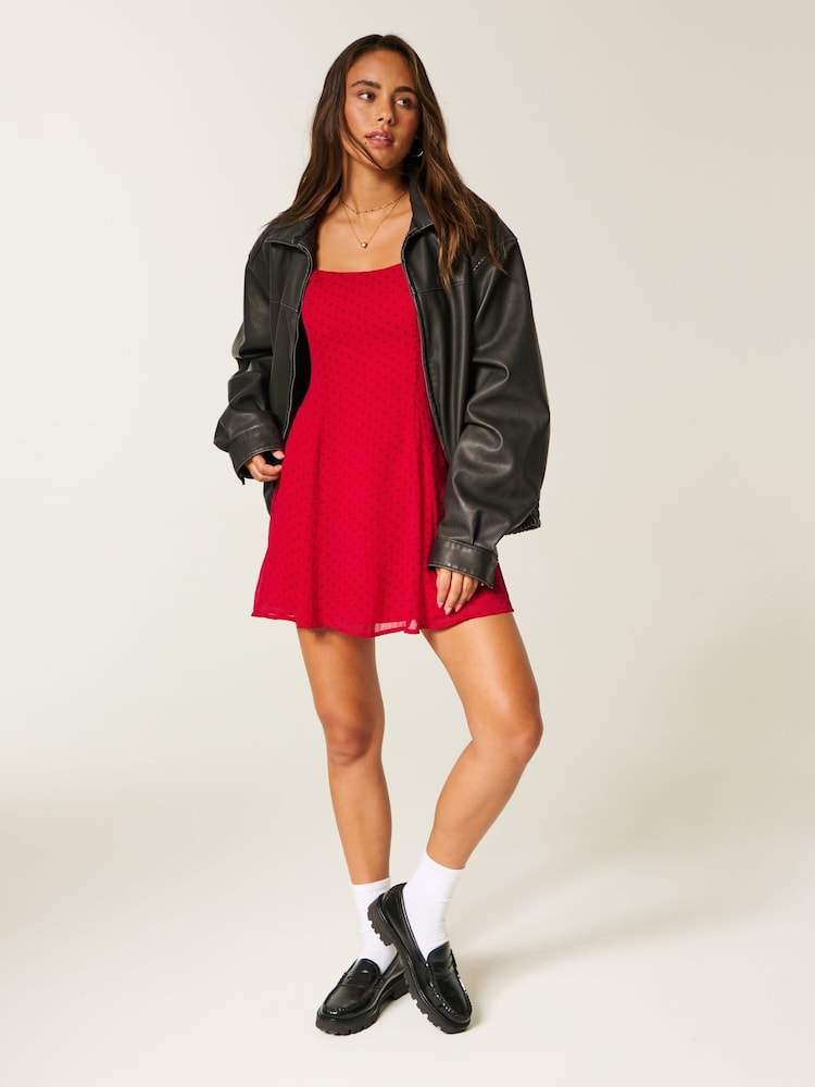 Buy Hollister Red Flocked Chiffon Mini Dress from Next USA