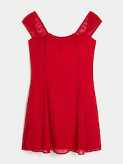 Hollister Rød flocket chiffon minikjole - Bilde 4 av 5