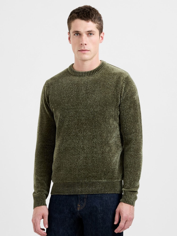 French Connection Green Chenille Knit Crew Neck Long Sleeve Jumper - Image 1 of 4 French Connection Green Chenille Knit Crew Neck Long Sleeve Jumper - Image 1 of 4