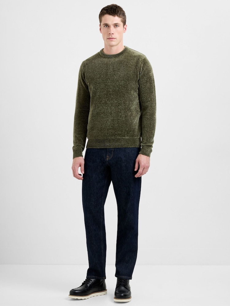 French Connection Green Chenille Knit Crew Neck Long Sleeve Jumper - Image 2 of 4 French Connection Green Chenille Knit Crew Neck Long Sleeve Jumper - Image 2 of 4