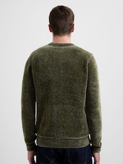 French Connection Green Chenille Knit Crew Neck Long Sleeve Jumper - Image 3 of 4