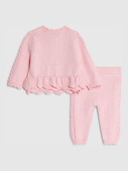 River Island Pink Peplum Knitted Bow Cardigan and Legging  Set - Image 2 of 5