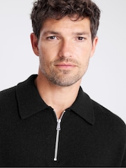 MOSS Black Relaxed Zip Polo - Image 3 of 3