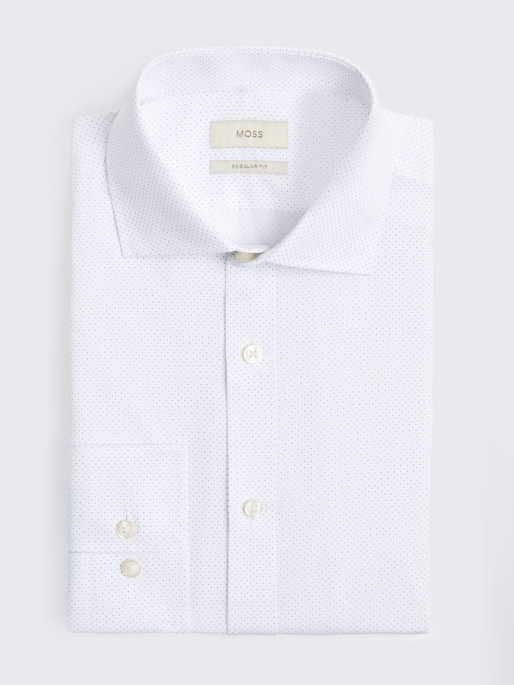 MOSS White Regular Fit Geo Print Contrast Shirt - Image 3 of 3 MOSS White Regular Fit Geo Print Contrast Shirt - Image 3 of 3