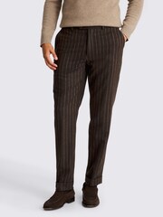 MOSS Brown Stripe Flannel Trousers - Image 1 of 4