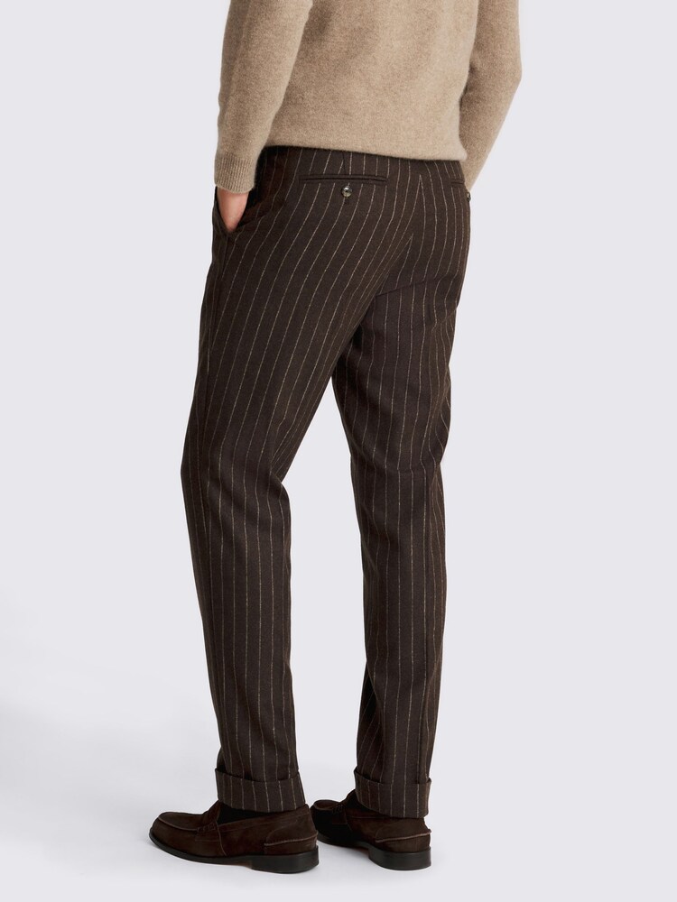 MOSS Brown Stripe Flannel Trousers - Image 2 of 4 MOSS Brown Stripe Flannel Trousers - Image 2 of 4