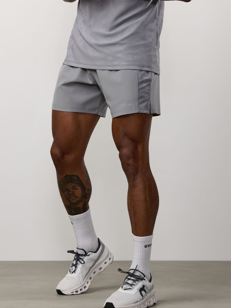 Gym King Grey Progress Panel Shorts - Image 1 of 4 Gym King Grey Progress Panel Shorts - Image 1 of 4
