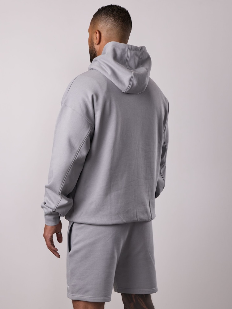Gym King Grey Script Relaxed Fit Hoodie - Image 2 of 4 Gym King Grey Script Relaxed Fit Hoodie - Image 2 of 4