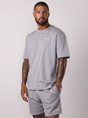 Gym King Grey Script Relaxed Fit T-Shirt - Image 1 of 4