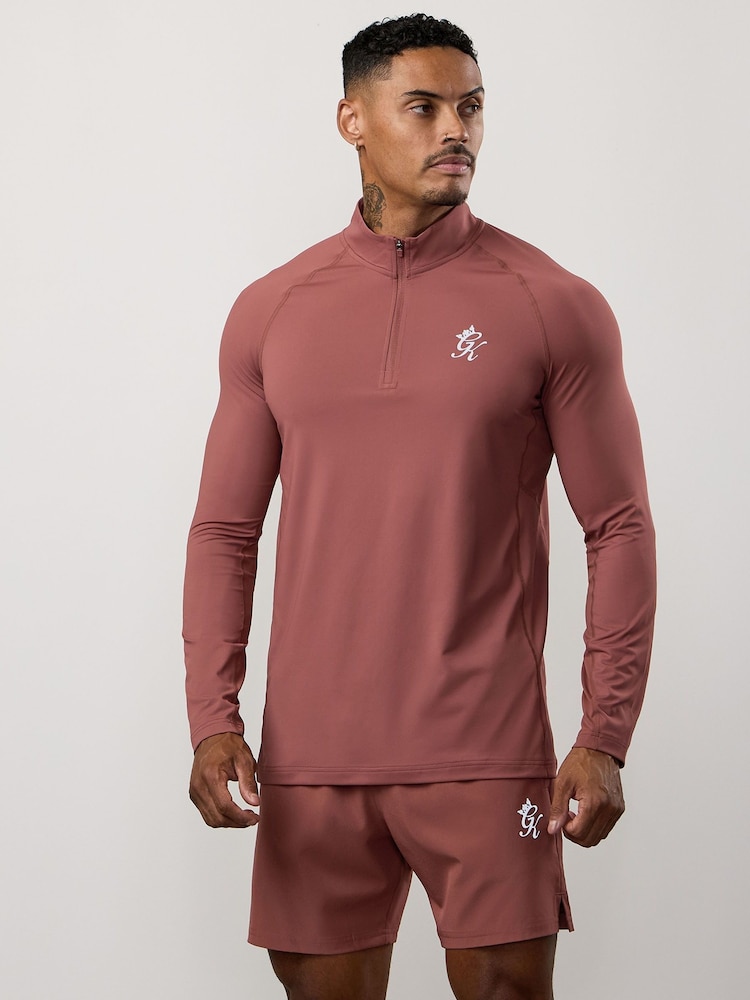 Gym King Red Energy Quarter Zip Funnel Jumper - Image 1 of 4 Gym King Red Energy Quarter Zip Funnel Jumper - Image 1 of 4