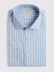 MOSS Slim Fit Blue Wide Stripe Non-Iron Shirt - Image 3 of 3