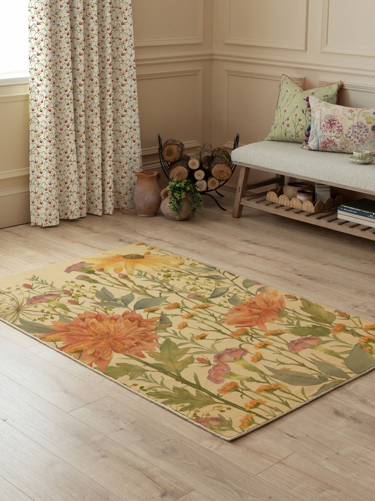 Voyage Maison Orange Delamere Linen Printed 100% Wool Rug - Image 1 of 3