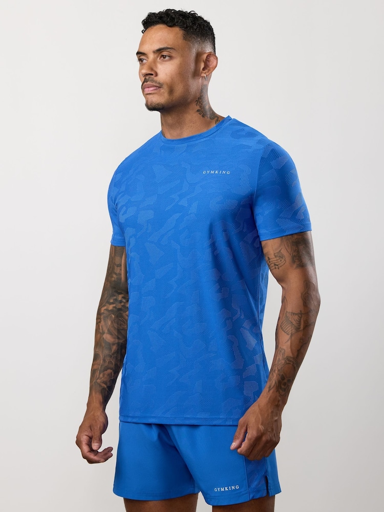 Gym King Blue Progress Texture T-Shirt - Image 1 of 4 Gym King Blue Progress Texture T-Shirt - Image 1 of 4