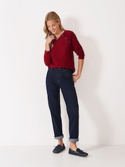 Crew Clothing Red Harmony Button Neck Jumper - Image 3 of 5