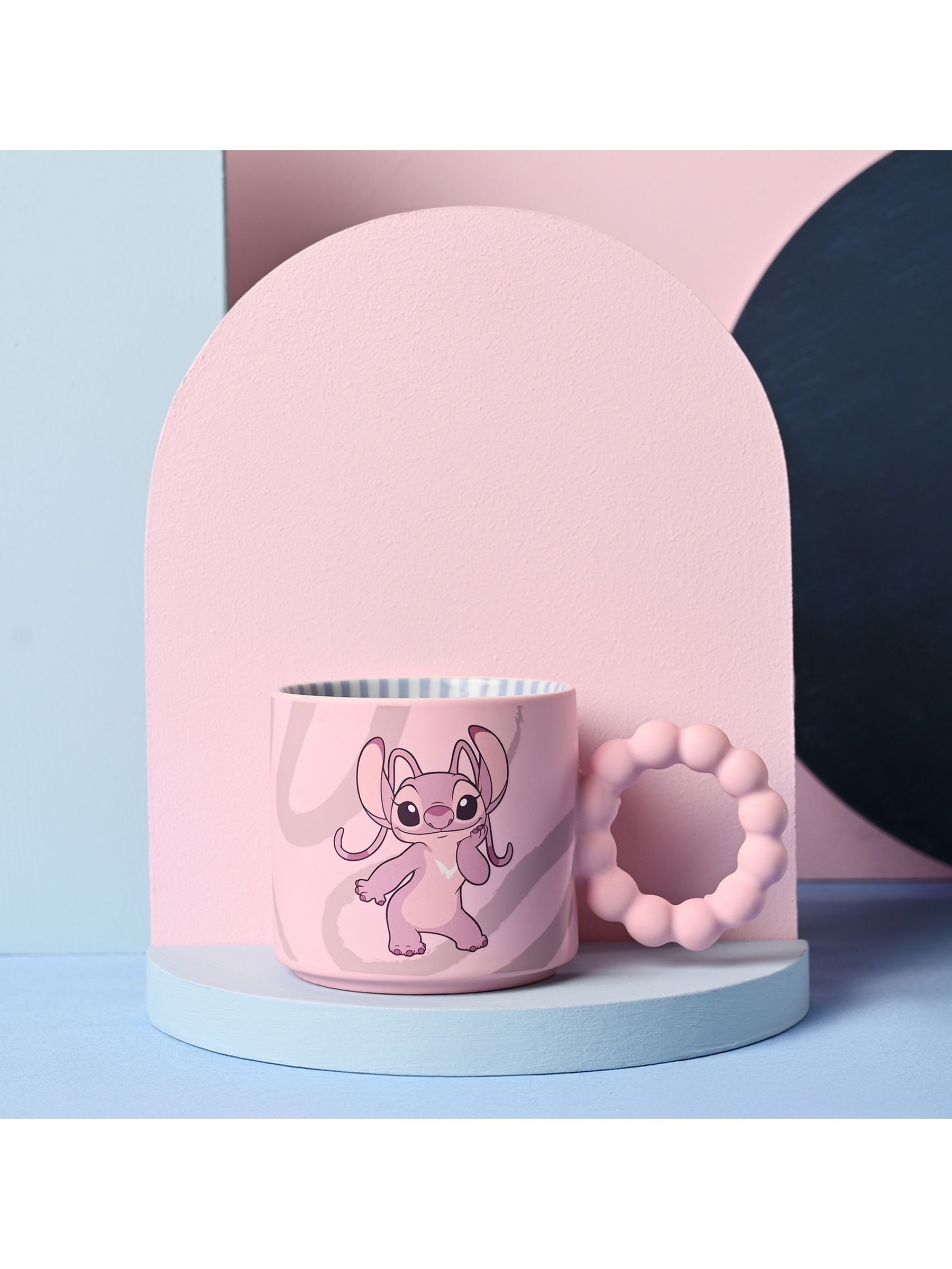 Disney Unisex Pink Widdop Stitch Ceramic Mug Angel