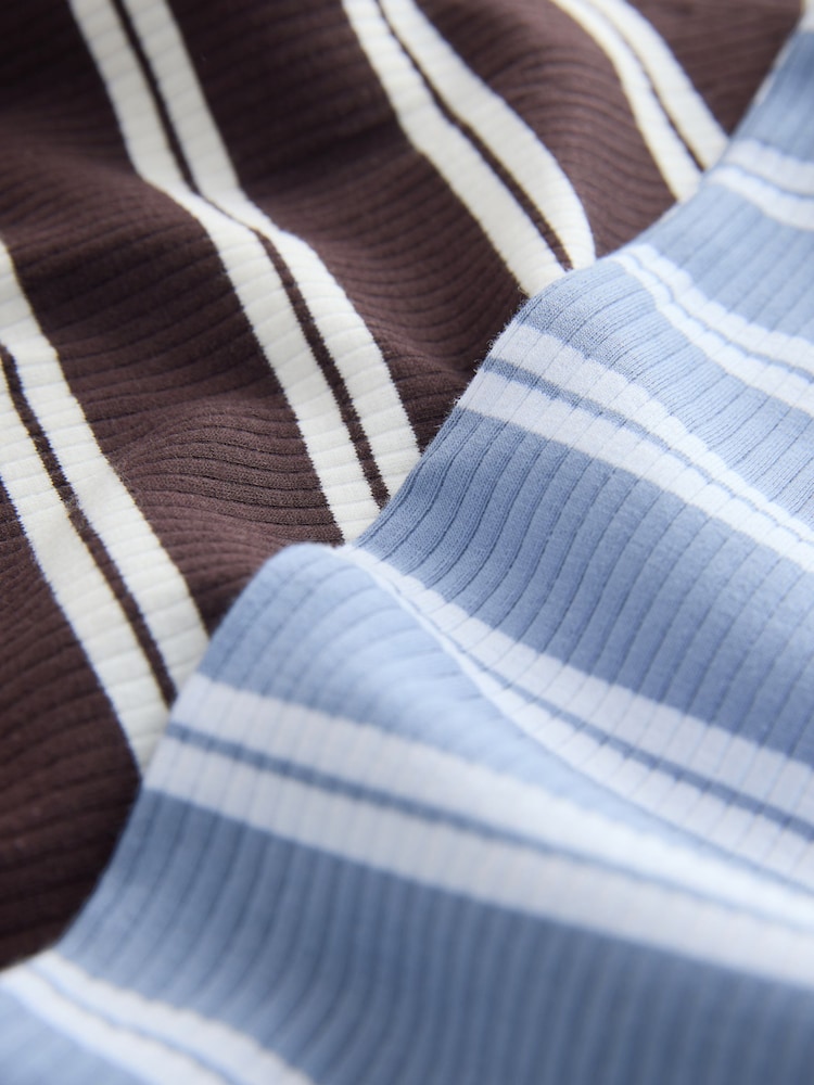 Blue/Brown Stripe Ribbed Pyjama Bottoms 2 Pack - Image 10 of 10